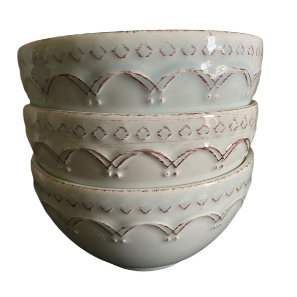 3 MATCERAMICA Portugal Discontinued Batalha Blue Ceramic Coupe Cereal Bowl 6”W - Picture 2 of 15